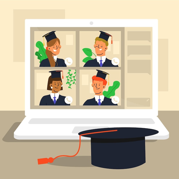 Download Virtual graduation ceremony | Free Vector