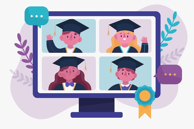 Free Vector | Virtual graduation ceremony