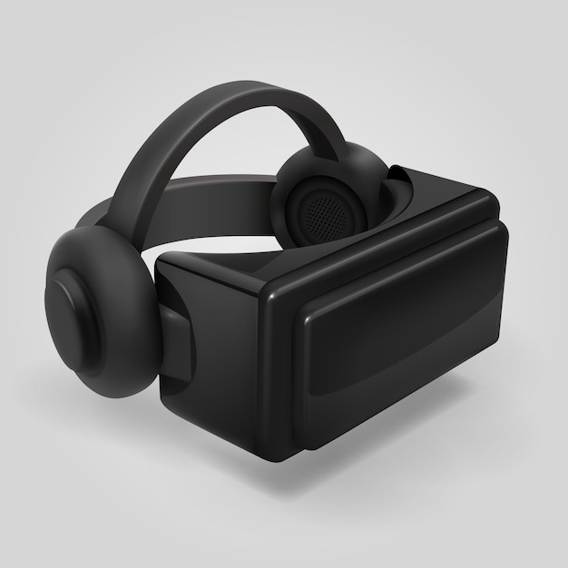 Virtual reality 3d futuristic glasses display. vr helmet visor isolated vector illustration. helmet Premium Vector