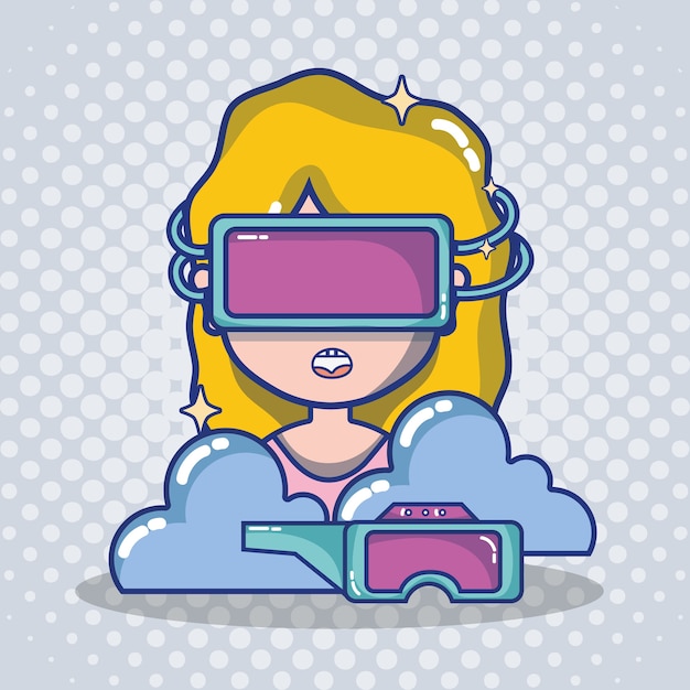 Virtual Reality Headset Cartoon Premium Vector