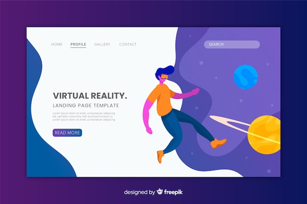 Virtual reality landing page flat design Free Vector