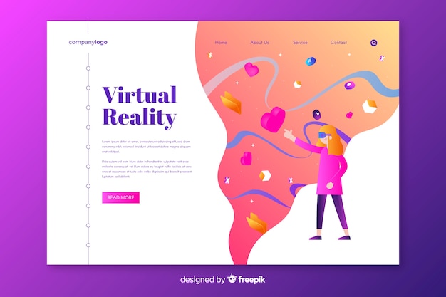 Virtual reality landing page template Free Vector