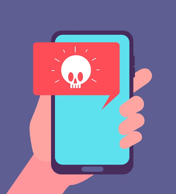 Premium Vector | Virus alert. malware notification on smartphone screen.