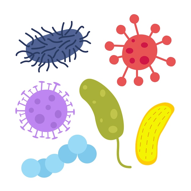 Premium Vector | Virus bacteria set icons