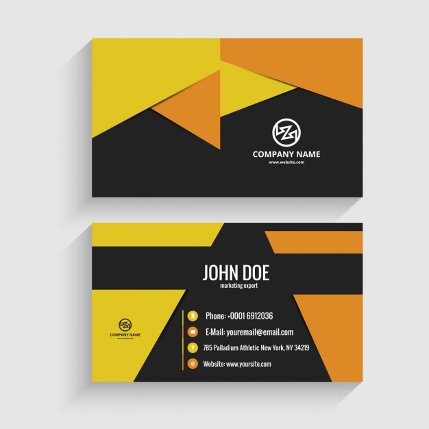 Visiting card with yellow and orange polygons Vector | Free Download