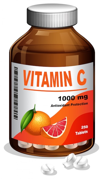 Premium Vector | A vitamin c bottle