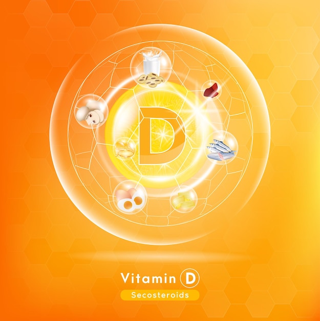 Premium Vector Vitamin D Medicine Capsule Orange Substance Anti Aging Beauty Enhancement Concept And Health Care