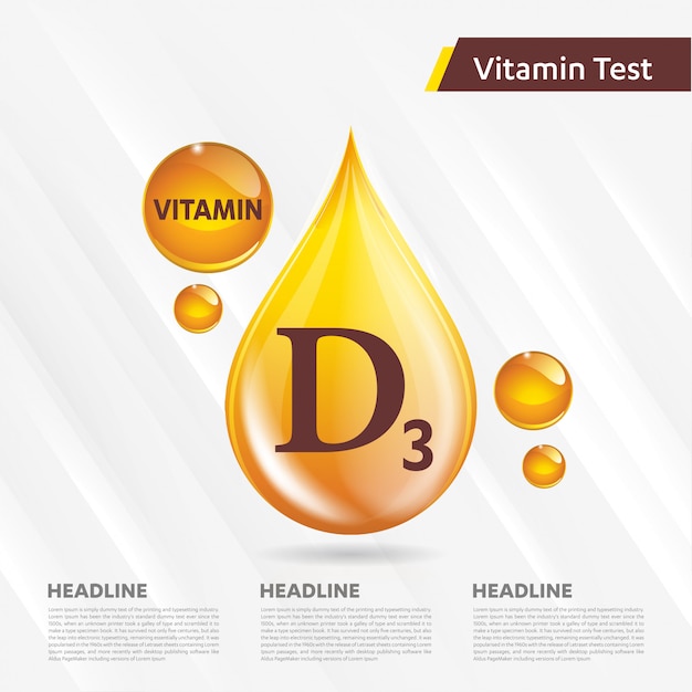 Download Vitamin d3 icon collection vector illustration golden drop ...