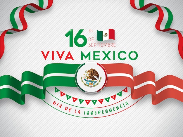 Premium Vector | Viva mexico independence day 16 september with flag