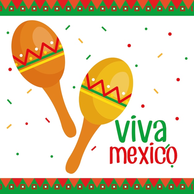 Premium Vector | Viva mexico maracas poster