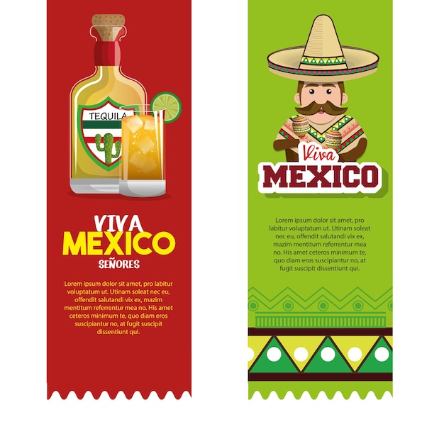 Premium Vector Viva Mexico Poster Celebration Vector Illustration Design