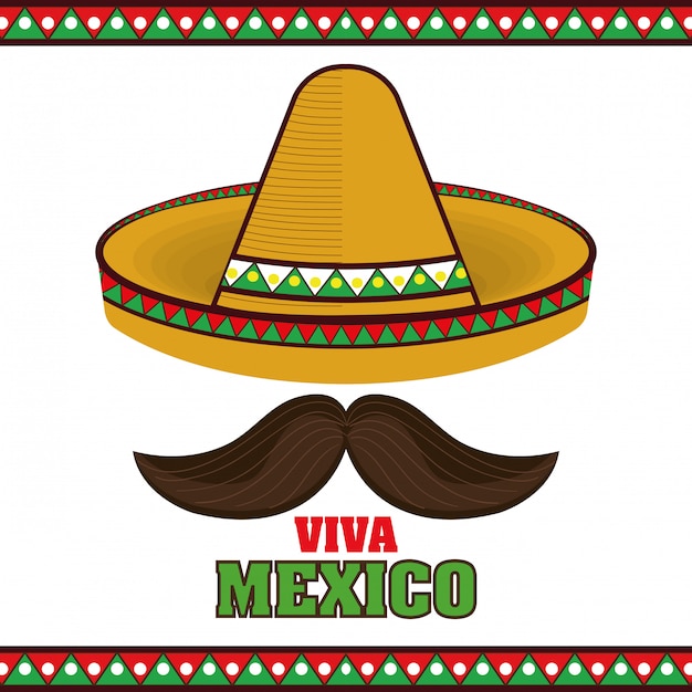 Premium Vector Viva Mexico Sombrero Poster Icon