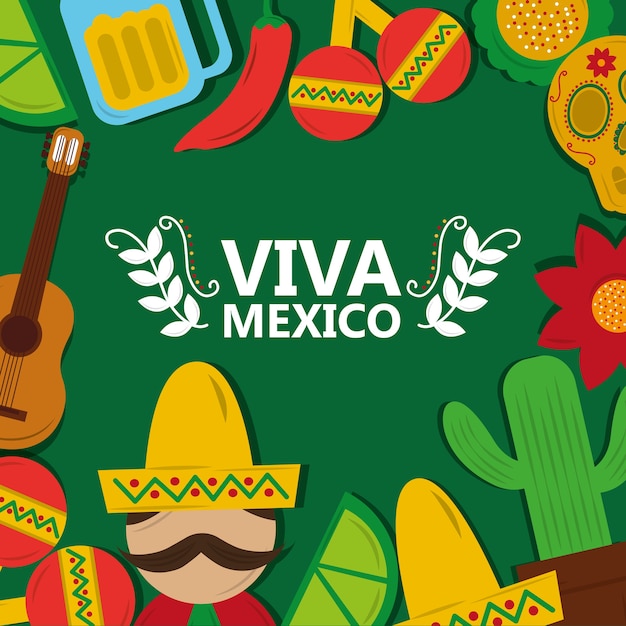 ビバ メキシコ伝統文化祭ポスター挨拶 プレミアムベクター