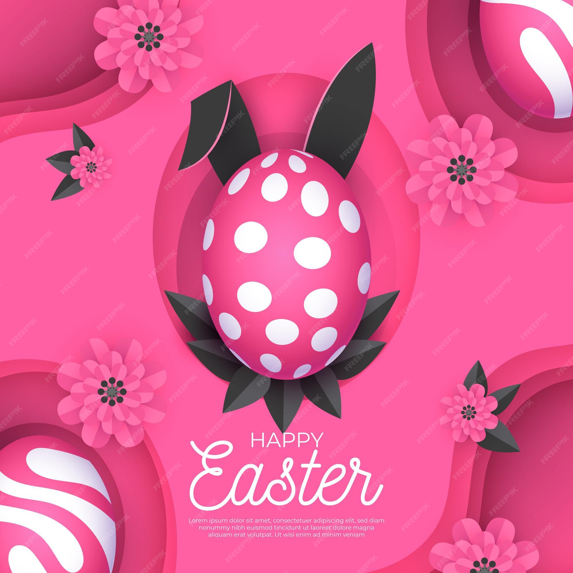 Free Vector | Vivid monochrome easter illustration in paper style