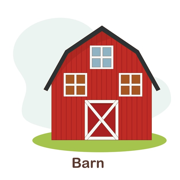 Premium Vector | Vocabulary flash card for kids. barn with picture of barn