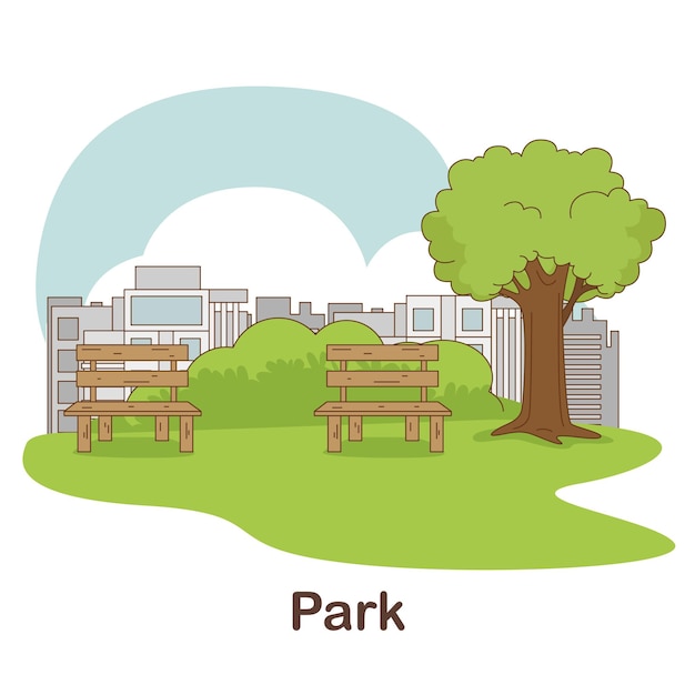 Premium Vector | Vocabulary Flash Card For Kids. Park With Picture Of Park