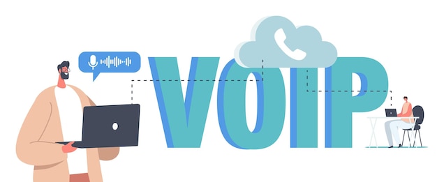 Premium Vector | Voip, voice over ip technology concept. characters use ...