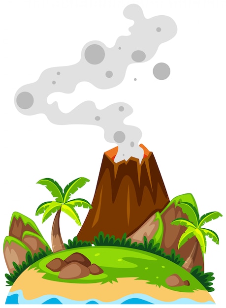 島の火山 無料のベクター