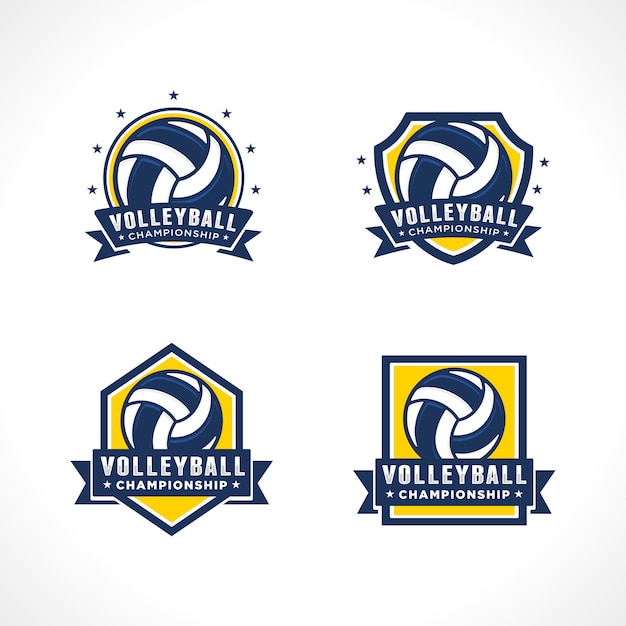 Premium Vector | Volleyball championship logo set