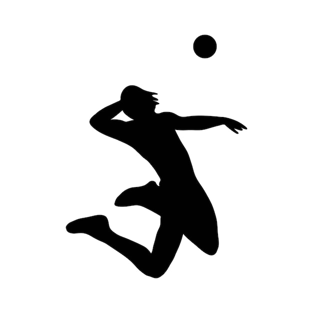 Premium Vector | Volleyball player serving the ball black and white ...