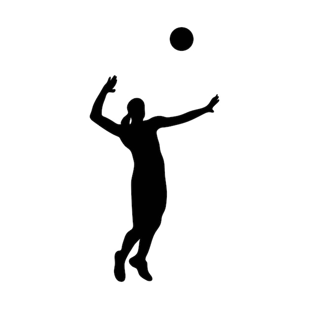 Premium Vector | Volleyball player serving the ball black and white ...