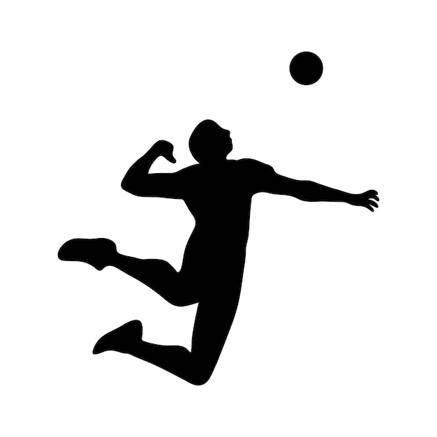 Premium Vector | Volleyball player serving the ball black and white ...