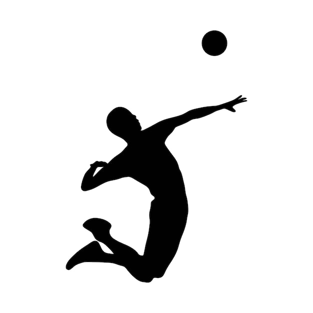 Premium Vector | Volleyball player serving the ball black and white ...