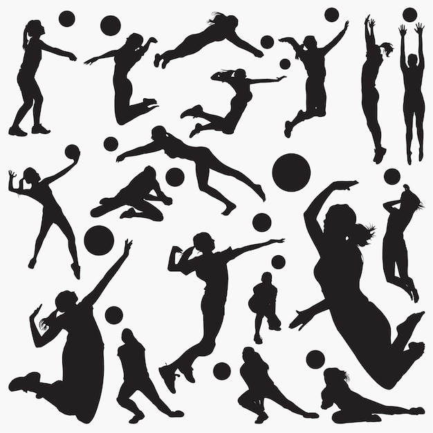 Download Volleyball silhouettes Vector | Premium Download
