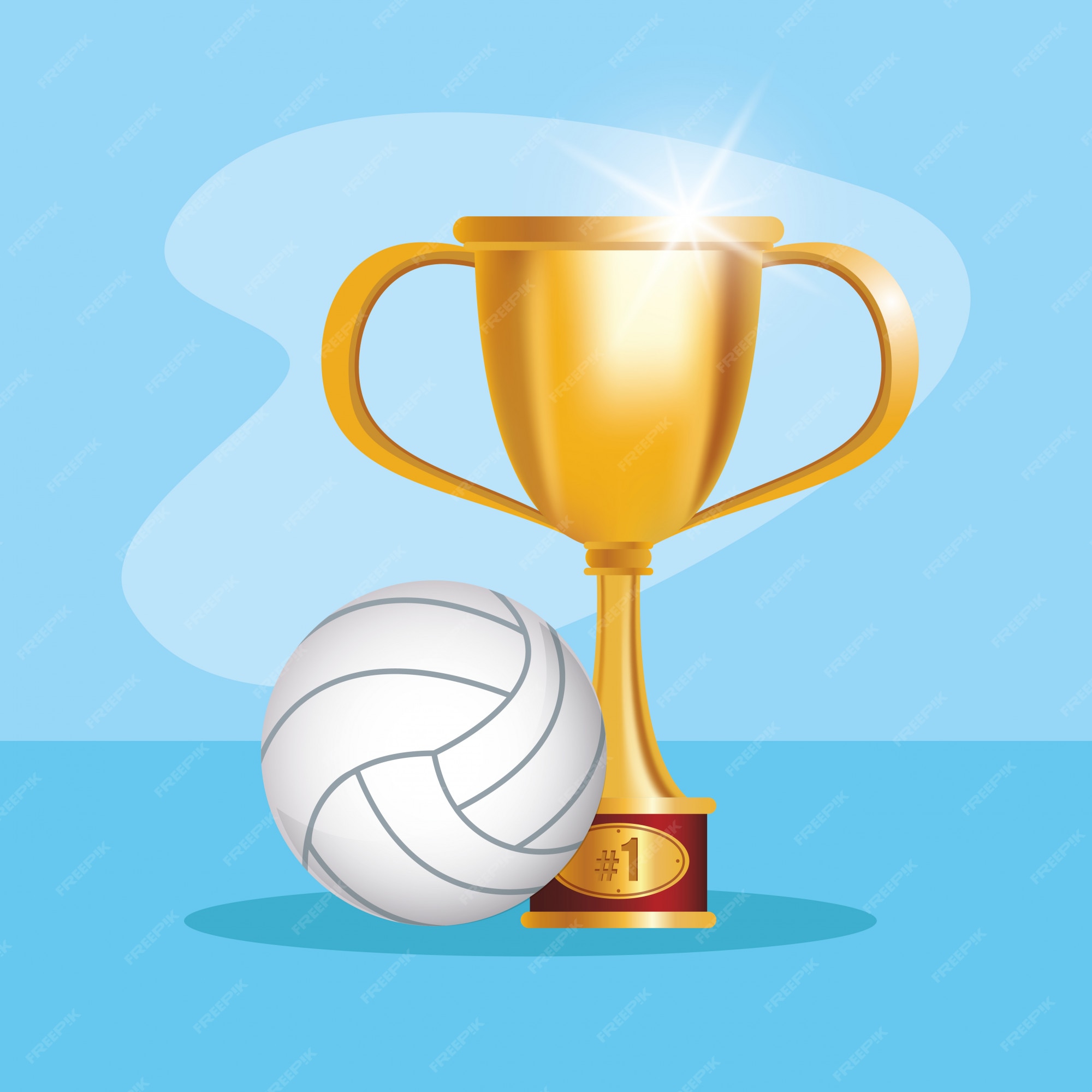 Premium Vector | Volleyball sport balloon with trophy cup