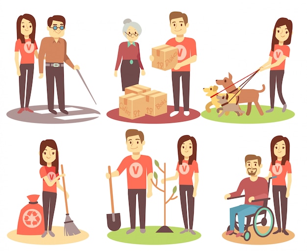 Premium Vector Volunteering and supporting people vector flat icons