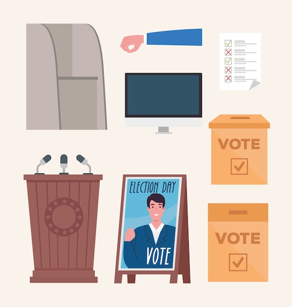 Premium Vector Vote Icon Set Design Elections Day And Government