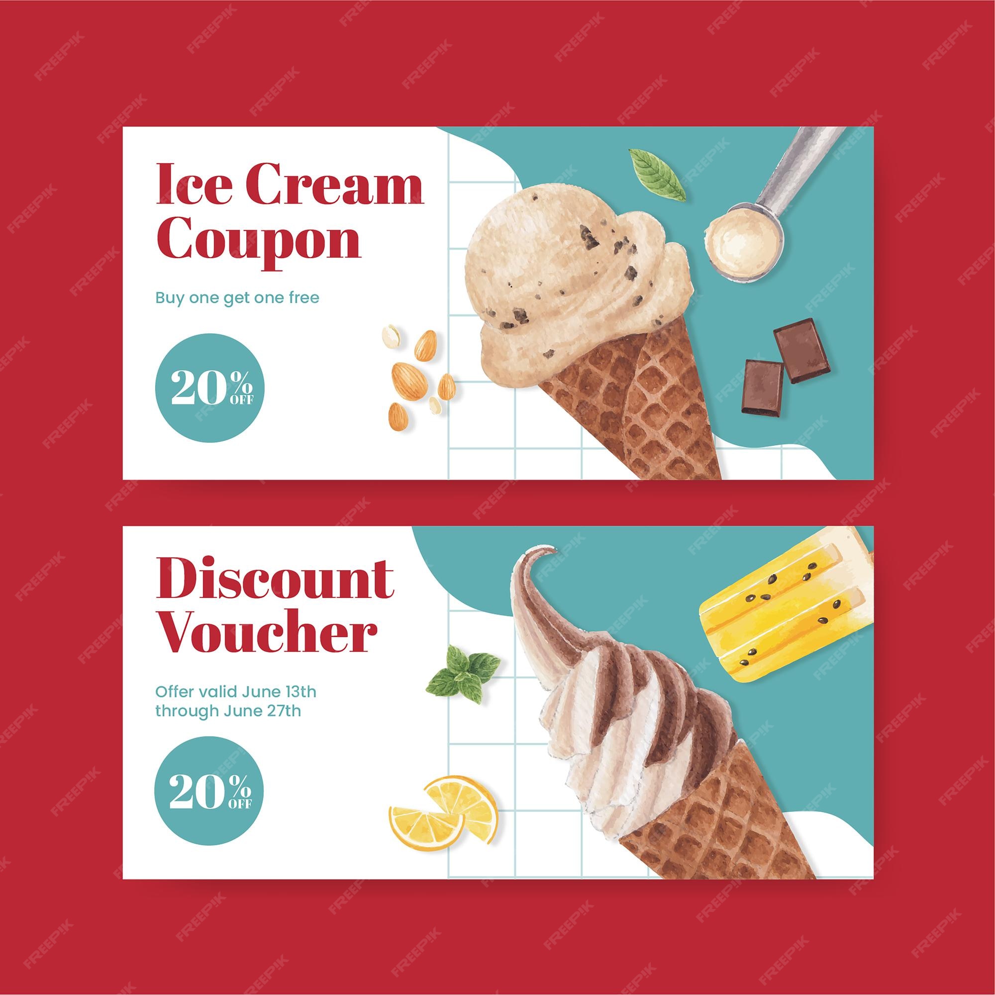 Premium Vector Voucher template with ice cream flavor concept