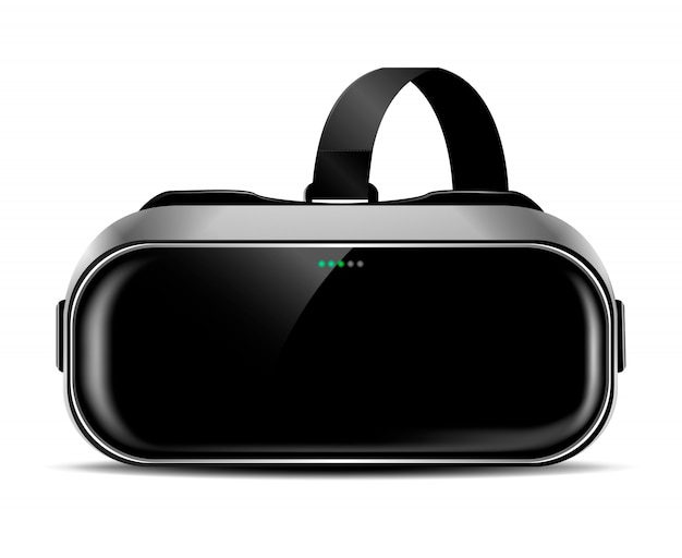 Vr helmet or virtual reality glasses with shadow, front view, realistic clip-art Premium Vector