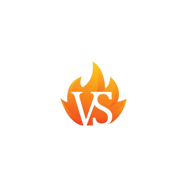 Premium Vector | Vs, versus with fire flame. vector icon logo template