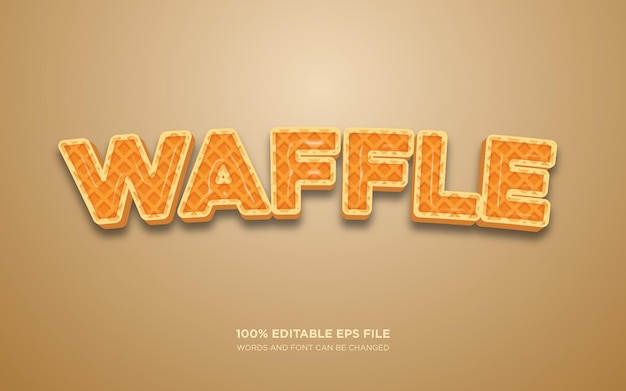 Premium Vector | Waffle 3d editable text style effect