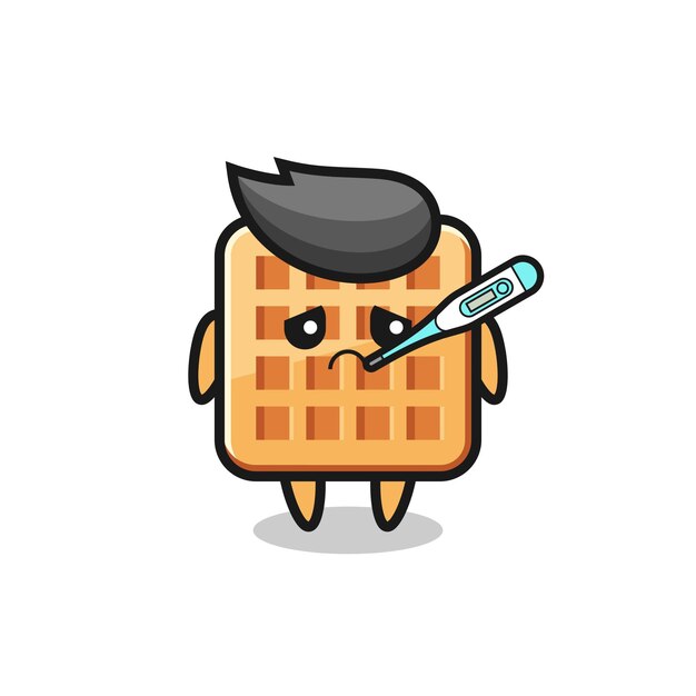 Premium Vector Waffle Mascot Character With Fever Condition Cute Design 8094