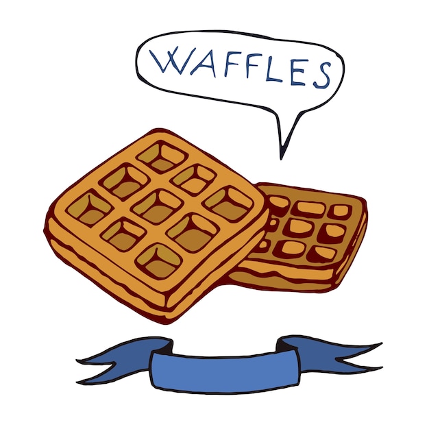 Premium Vector Waffles. hand drawn vector illustration
