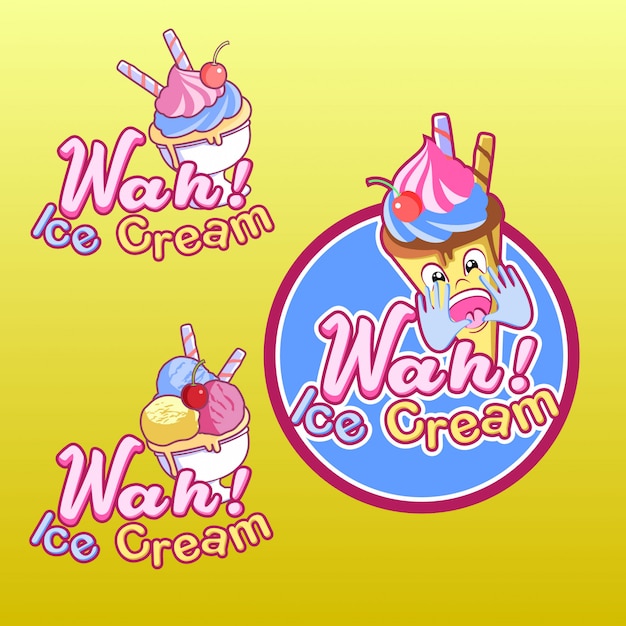 Download Free Wah Ice Cream Logo Premium Vector Use our free logo maker to create a logo and build your brand. Put your logo on business cards, promotional products, or your website for brand visibility.