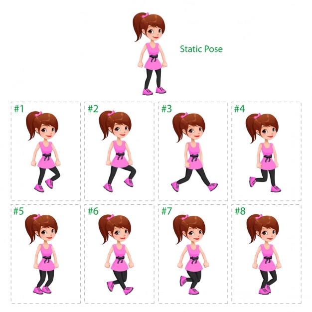 Cartoon Girl Different Poses