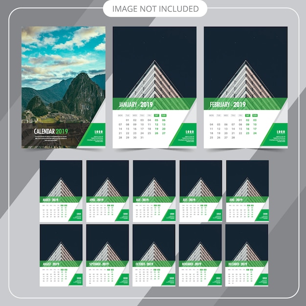 Kalender dinding 2019 Vektor Premium