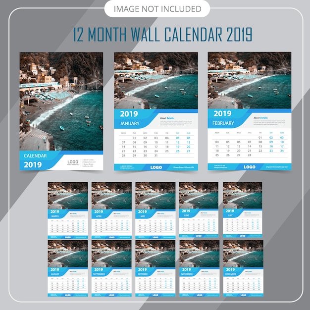 Premium Vector | Wall calendar 2019