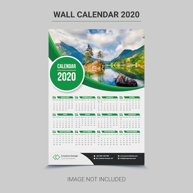 Tanggalan dinding 2020 Vektor Premium