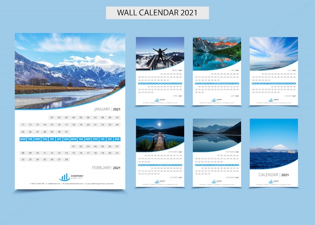 Kalender Dinding 2021 Biru