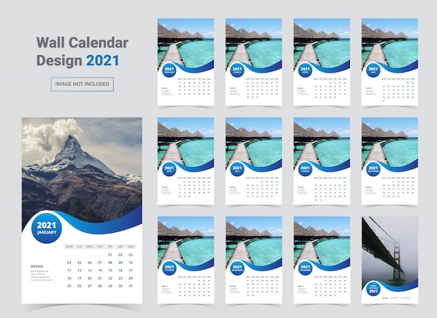 8 Template Kalender Dinding 2021 Biru Yang Perlu Anda Miliki