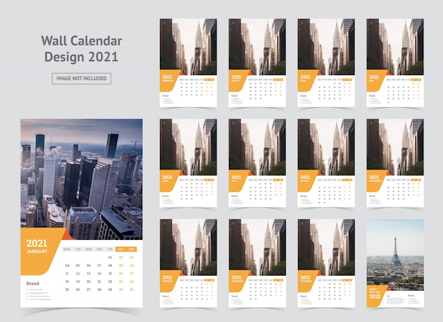 2021 architecture wall calendar Premium Vector Wall Calendar 2021 Template 2021 architecture wall calendar