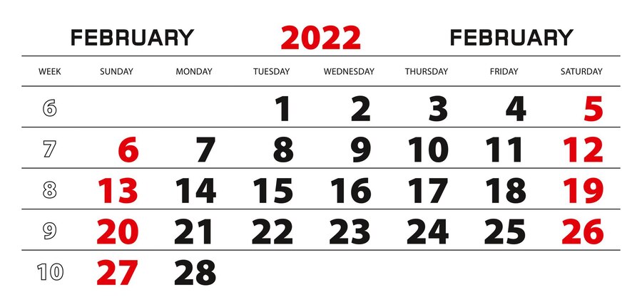 Premium Vector | Wall calendar 2022 for february, week start from sunday.