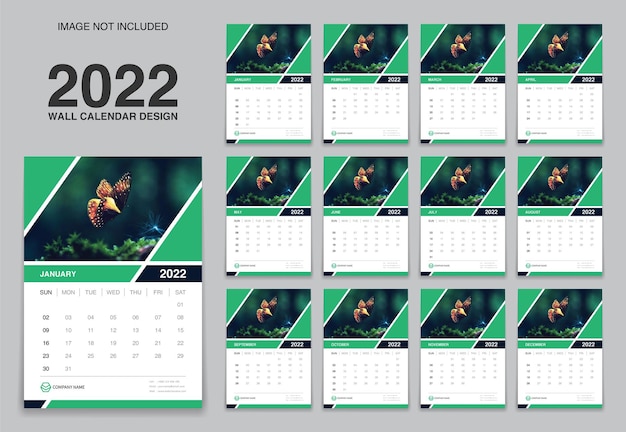 Premium Vector Wall Calendar 2022 Template Design Or Monthly Planner