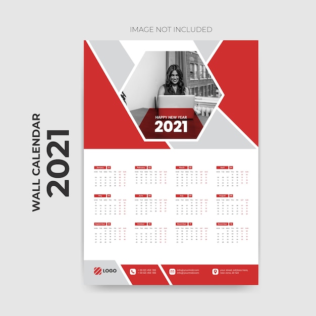 Premium Vector Wall calendar template