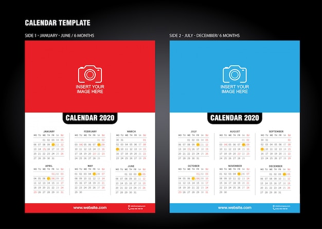 Wall Desk Calendar Template For 2020 Year. Vector Design Print Wall Desk Calendar Template For 2020 Year. Vector Design Print