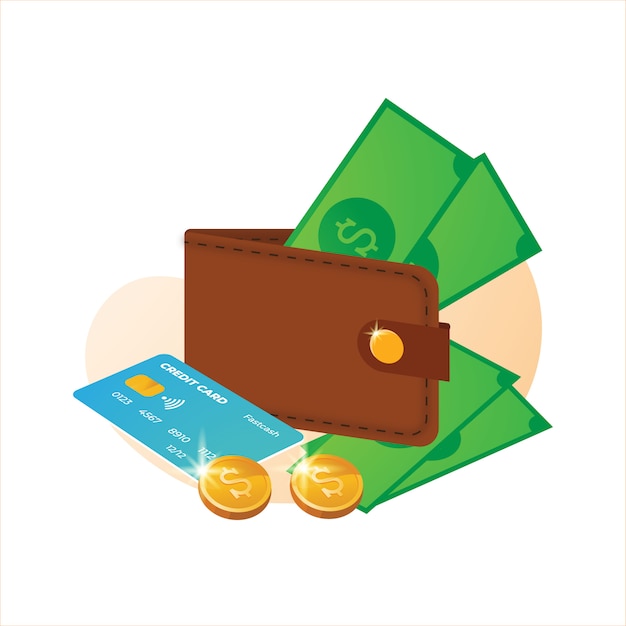 Download Wallet and much money illustration | Premium Vector